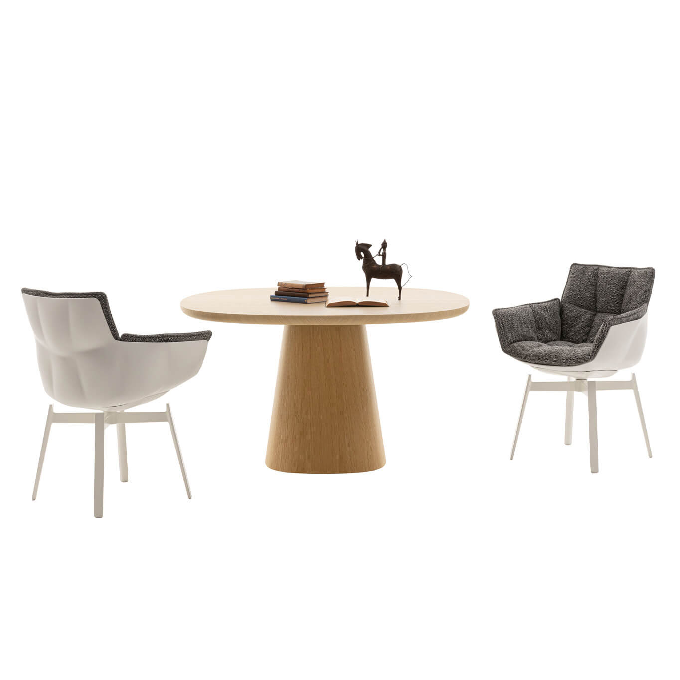 HUSK avec accoudoirs Rattier Antille marron/gris B&B ITALIA