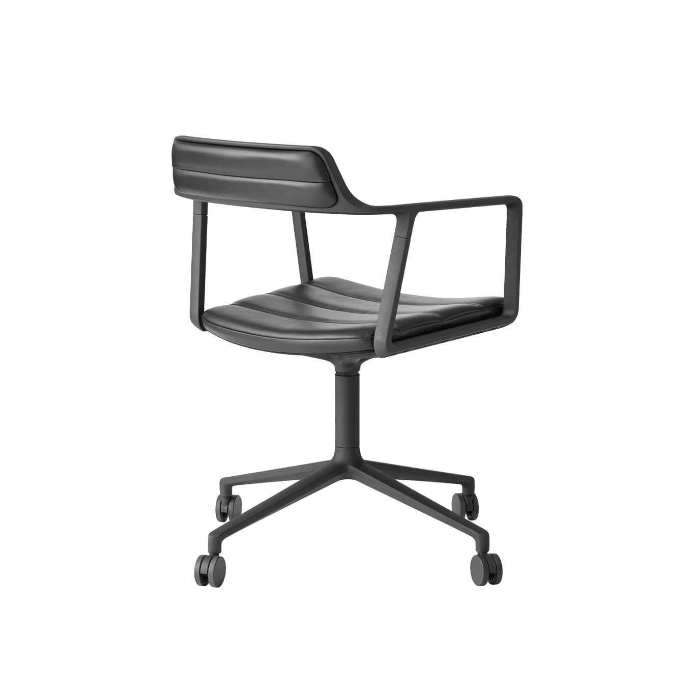 SWIVEL CHAIR 452 à roulettes Cuir noir / Aluminium peint noir VIPP