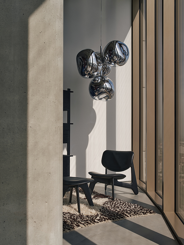 Fauteuil SLAB LOUNGE Cuir noir TOM DIXON