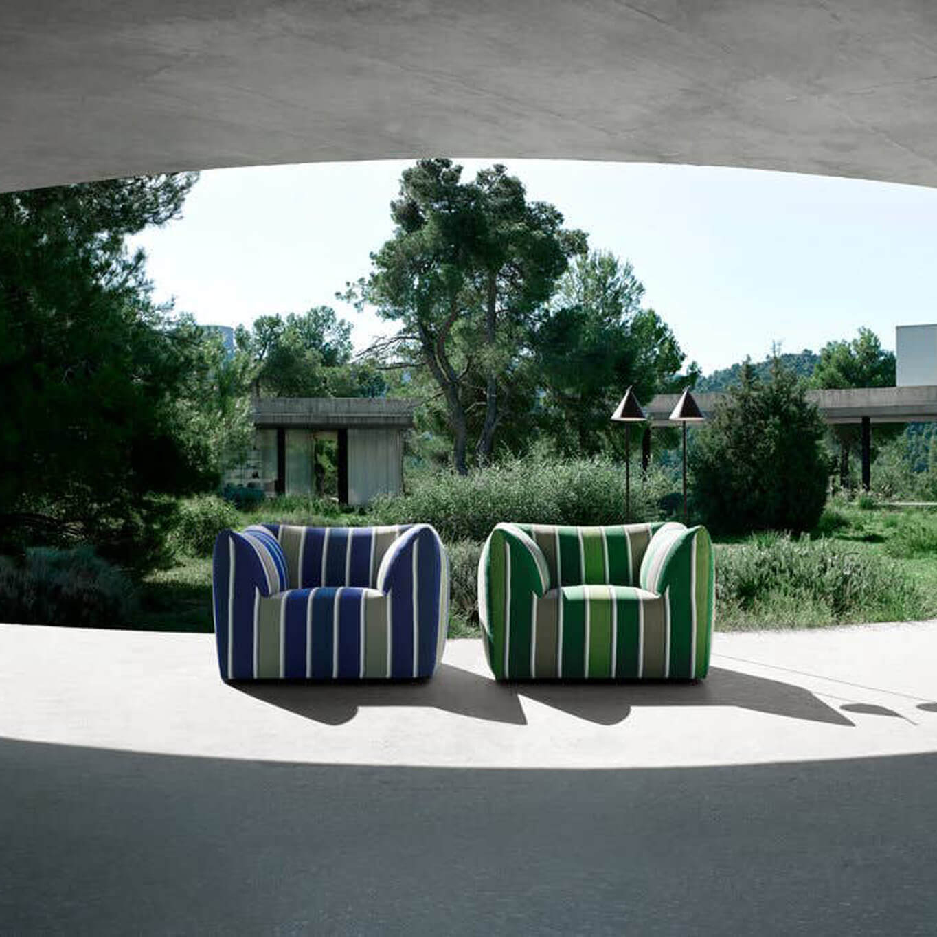 LA BAMBOLA Jacquard Lima raie bleue B&B ITALIA