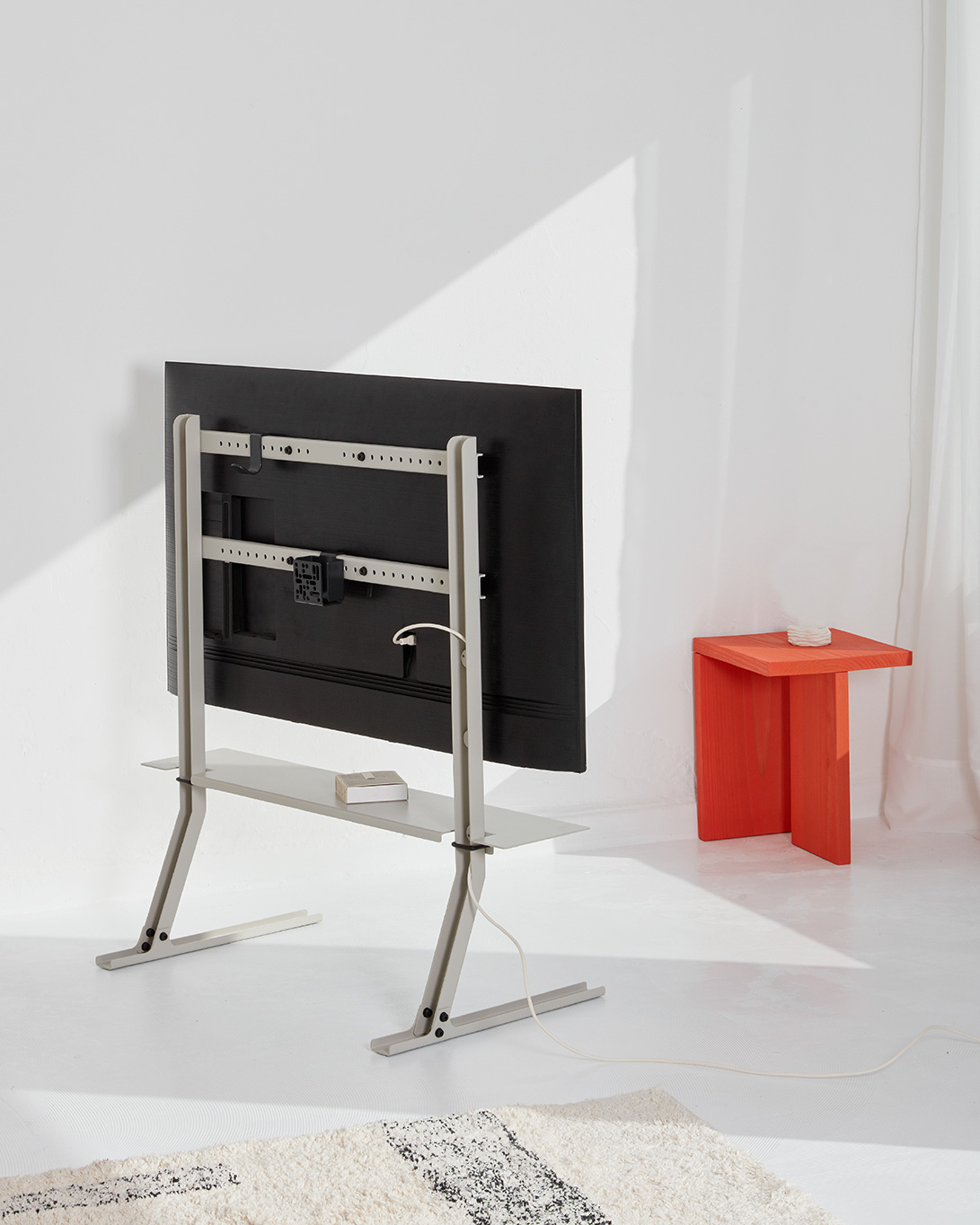Meuble TV Support TV BENDY Haut Gris PEDESTAL