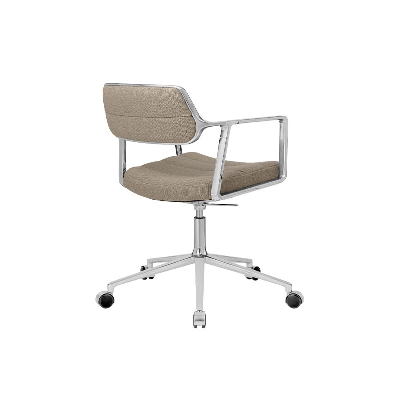 Fauteuil de bureau SWIVEL CHAIR à roulettes Tissu sable foncé / Aluminium poli VIPP