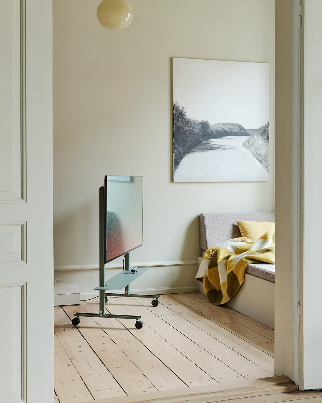 Etagère Plate pour support TV Vert Mousse PEDESTAL