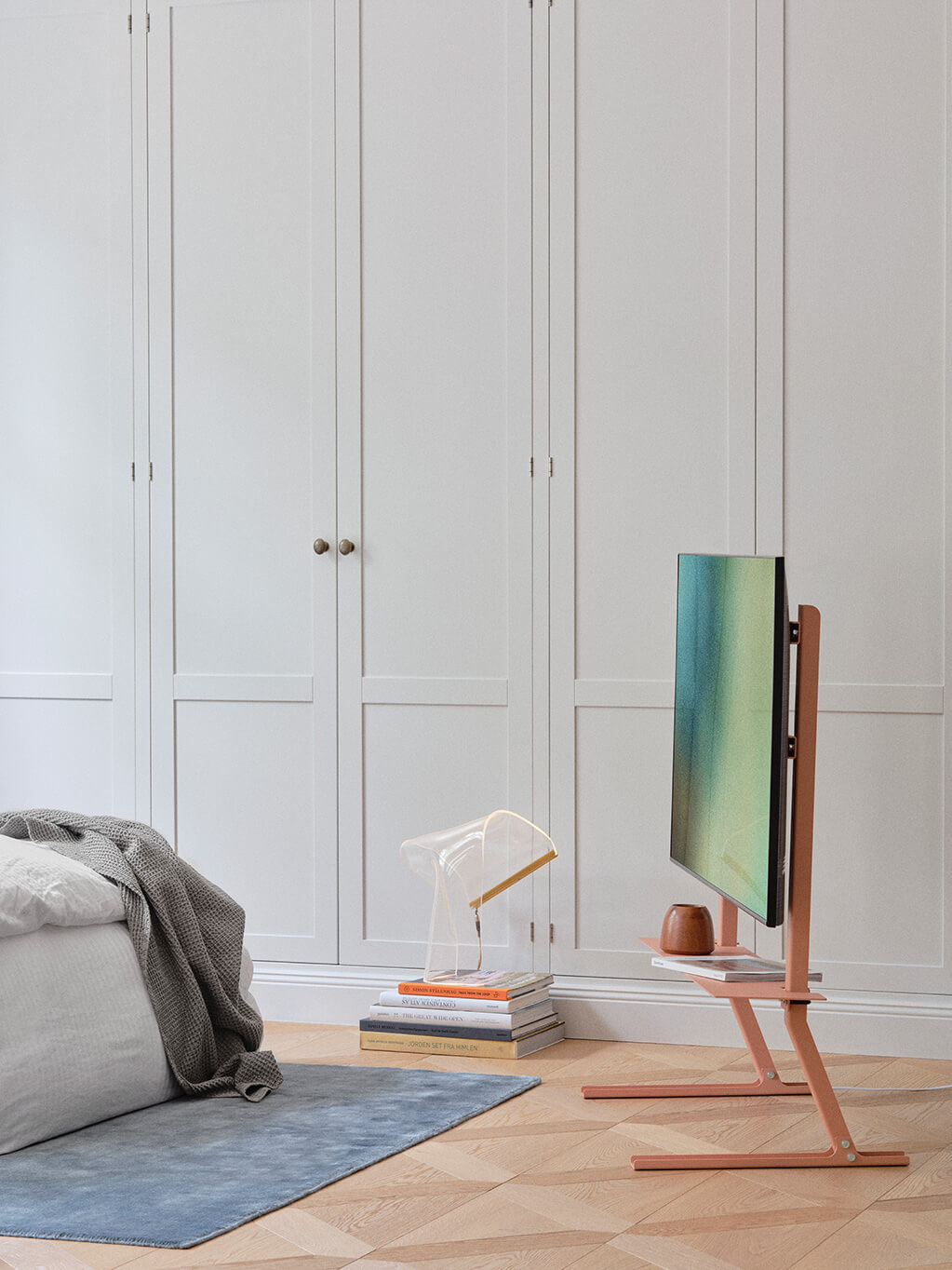 Etagère Plate pour support TV Vieux Rose PEDESTAL