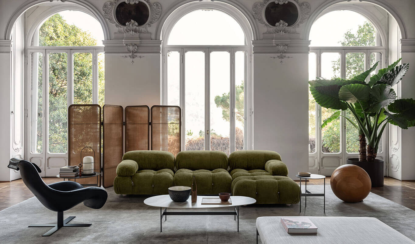 CAMALEONDA angulaire Chenille Enia Vert Olive BB ITALIA