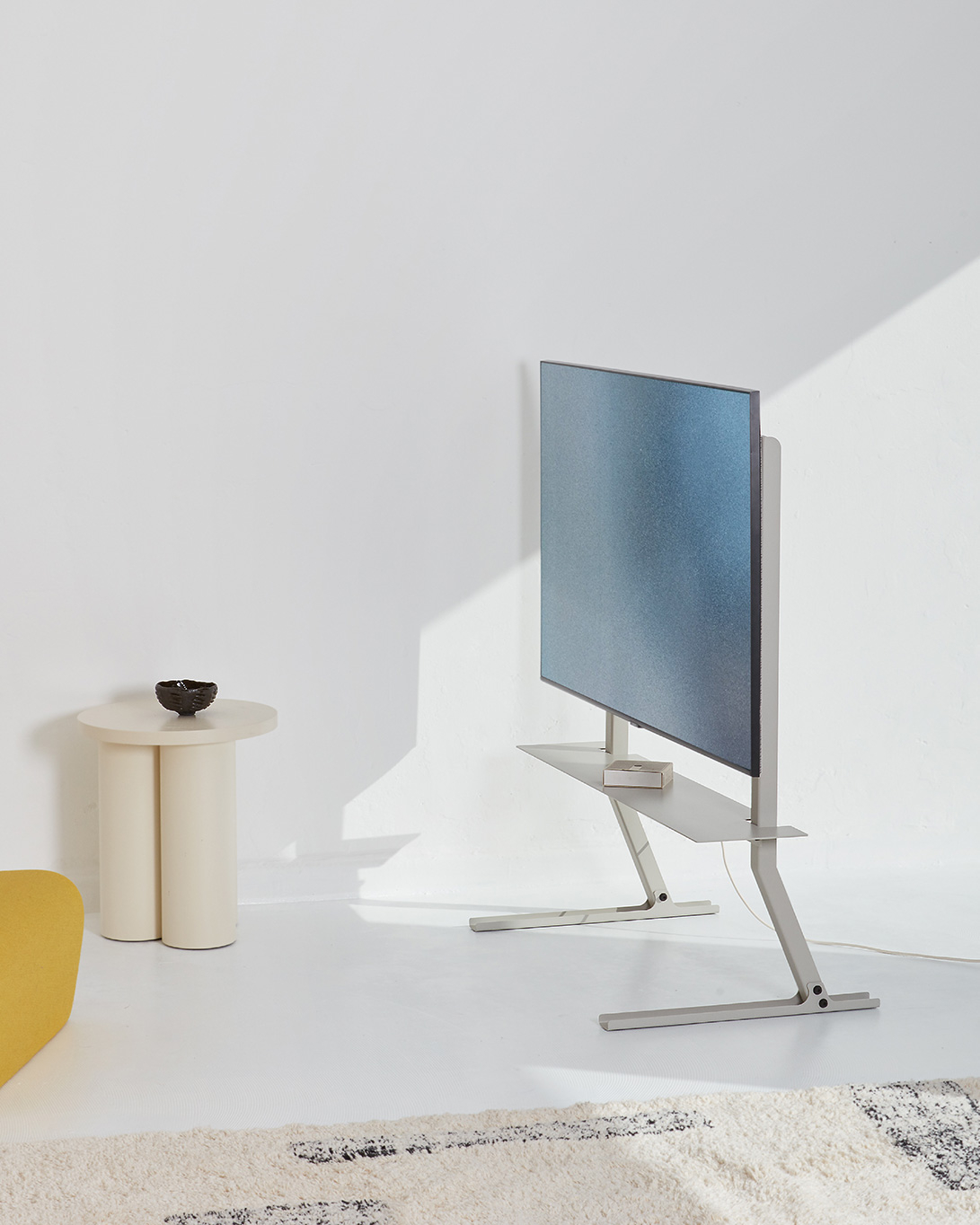 Meuble TV Support TV BENDY Haut Gris PEDESTAL