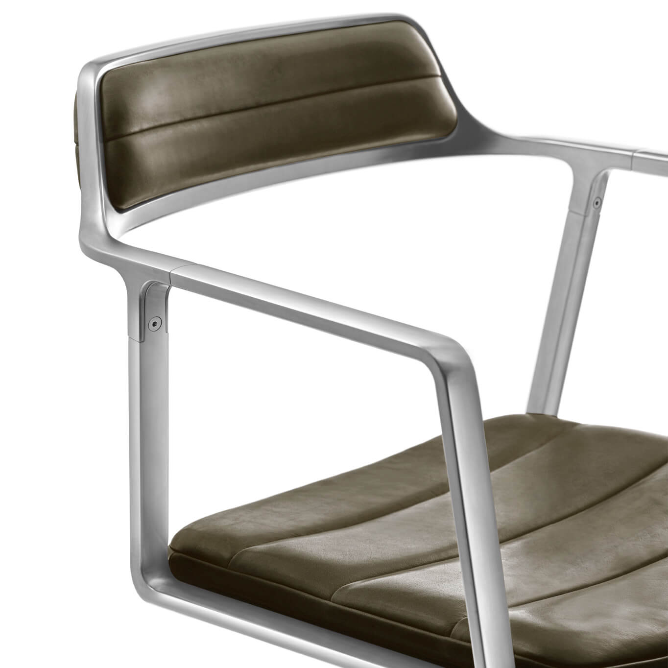 SWIVEL CHAIR 452 à roulettes Cuir vert Bosco / Aluminium poli VIPP