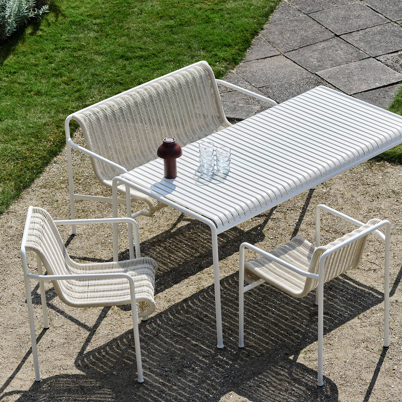 PALISSADE CORD Dining Bench Cream White