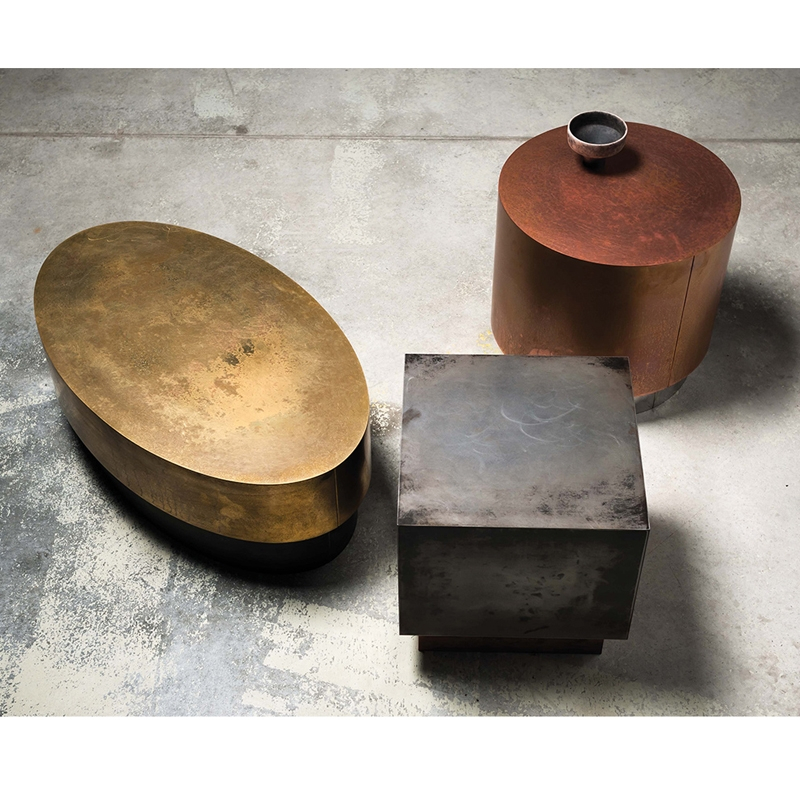 Table d'appoint guéridon LOREN Ø 50 Cuivre/ Acier BAXTER MADE IN ITALY