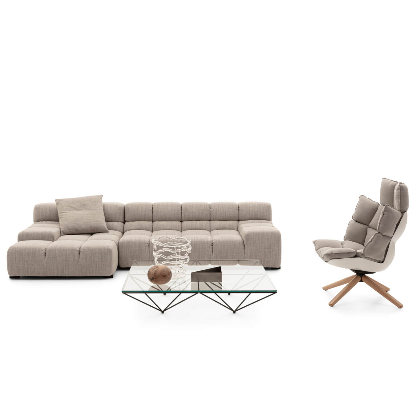 TUFTY-TIME angle gauche Sambuco Bouclé blanc  B&B ITALIA