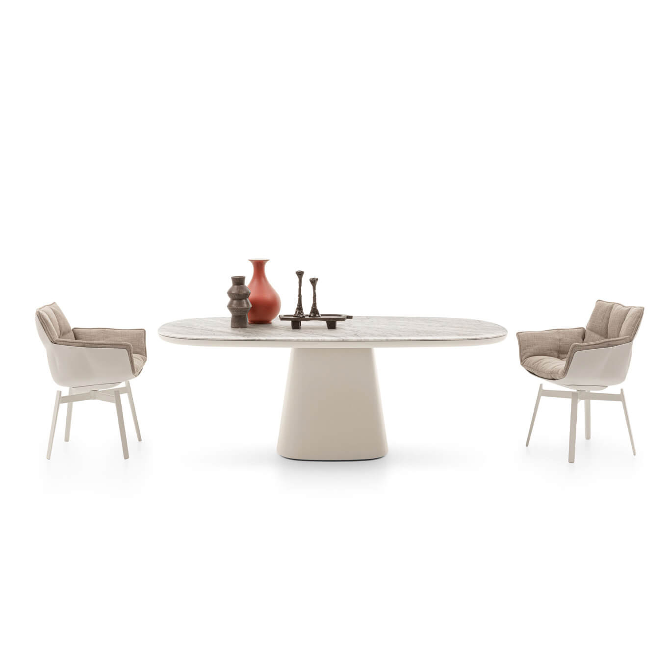 ALLURE O' rectangulaire L 200 Marbre blanc Carrara base blanche B&B ITALIA