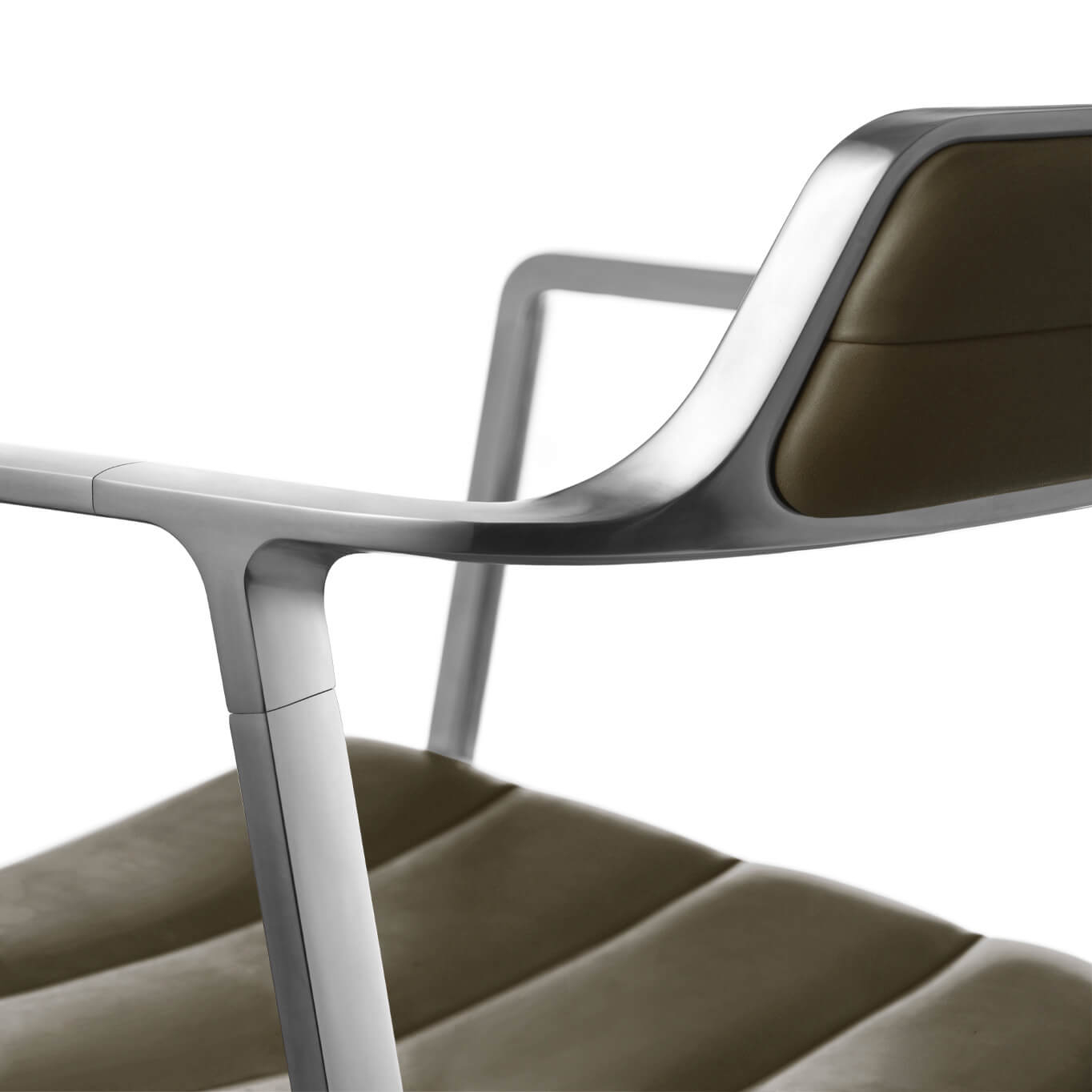 SWIVEL CHAIR 452 à roulettes Cuir vert Bosco / Aluminium poli VIPP