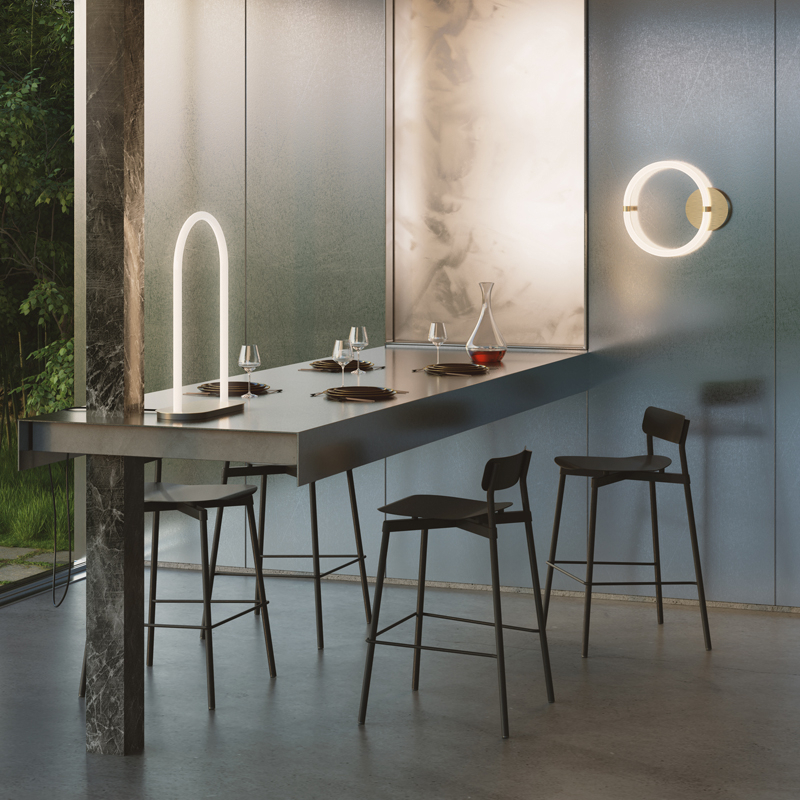 Tabouret haut FROMME H75 Bleu océan PETITE FRITURE