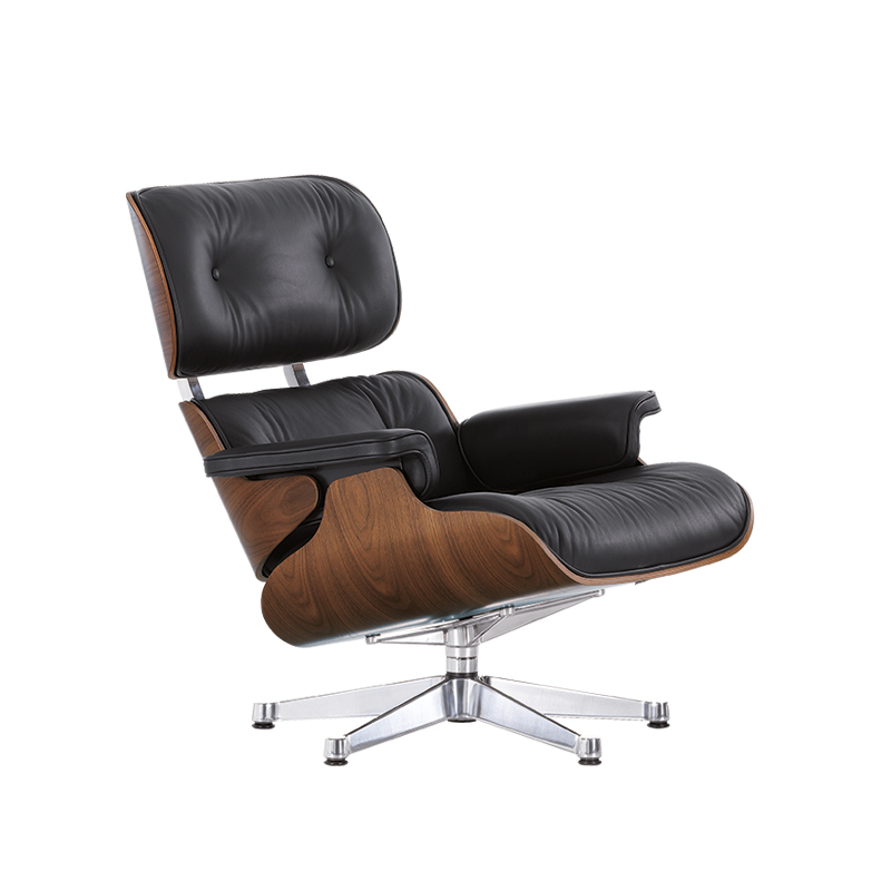 Fauteuil EAMES LOUNGE CHAIR Cuir noir/ coque noyer pigmenté noir VITRA