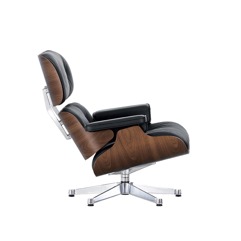 Fauteuil EAMES LOUNGE CHAIR Cuir noir/ coque noyer pigmenté noir VITRA