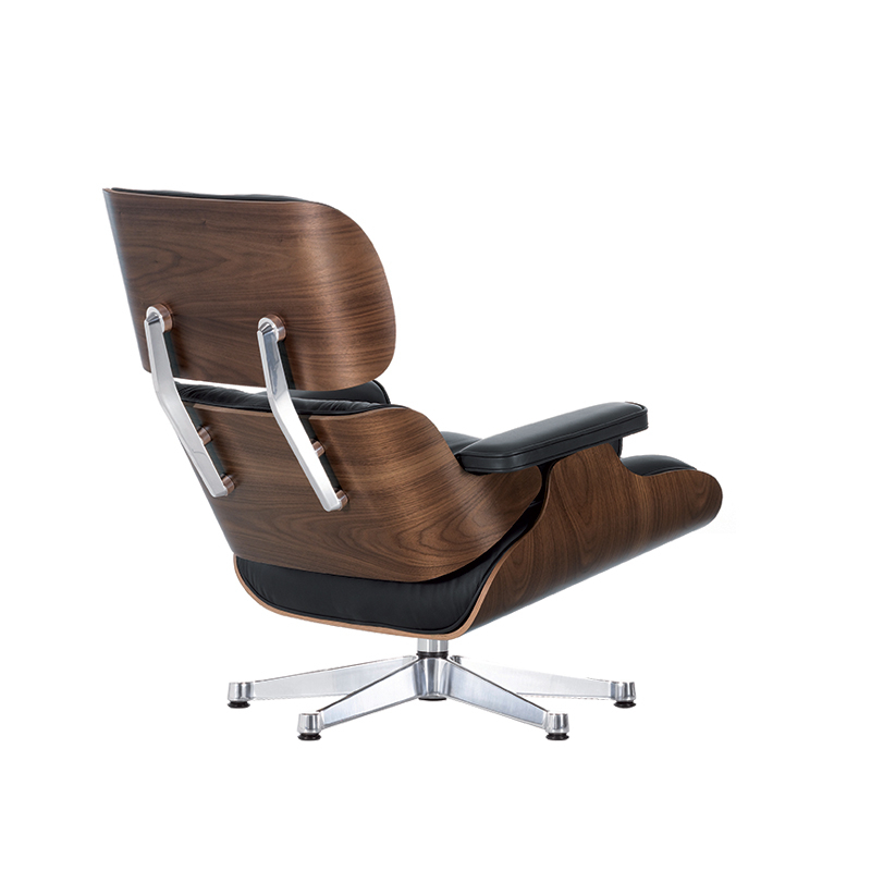 Fauteuil EAMES LOUNGE CHAIR Cuir noir/ coque noyer pigmenté noir VITRA