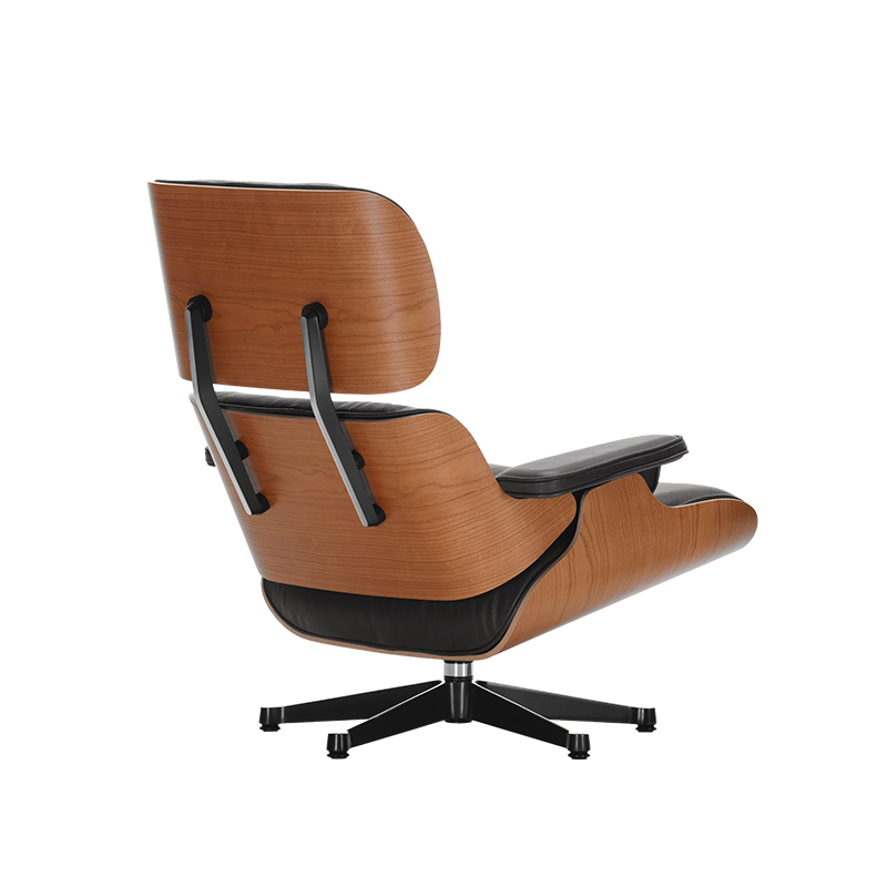 Fauteuil EAMES LOUNGE CHAIR Cuir noir/ coque cerisier américain VITRA