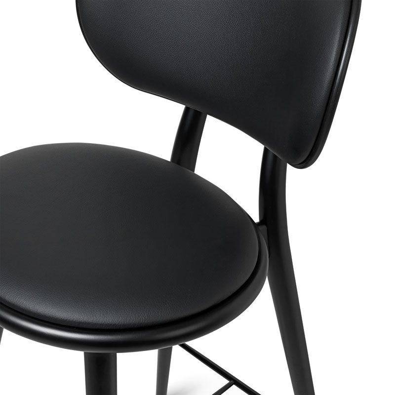 Tabouret haut HIGH STOOL BACKREST Hêtre noir/ cuir noir MATER