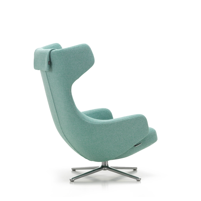 Fauteuil GRAND REPOS Dumet 27 bleu voilé/ vert émeraude VITRA