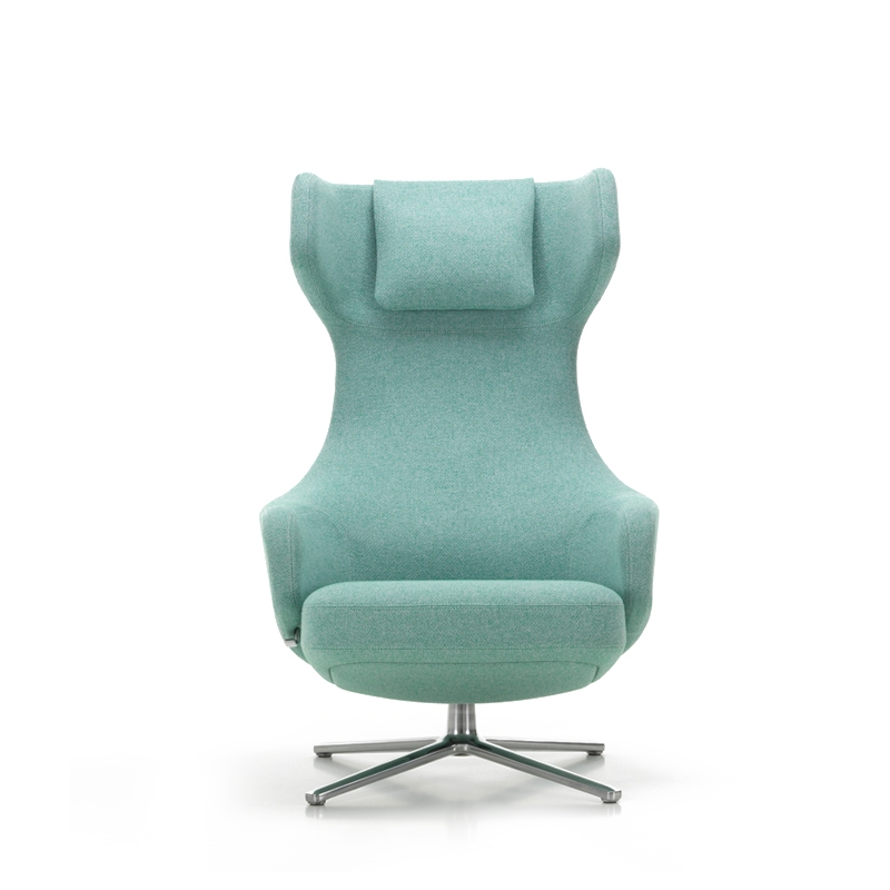 Fauteuil GRAND REPOS Dumet 27 bleu voilé/ vert émeraude VITRA