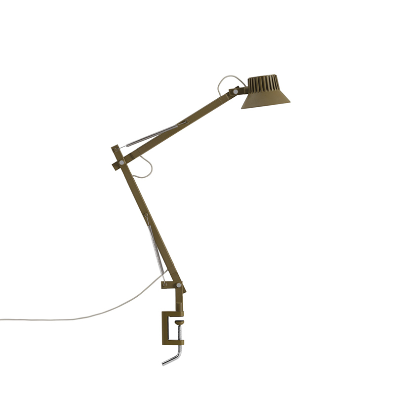 Lampe de bureau DEDICATE S2 base étau Vert marron MUUTO