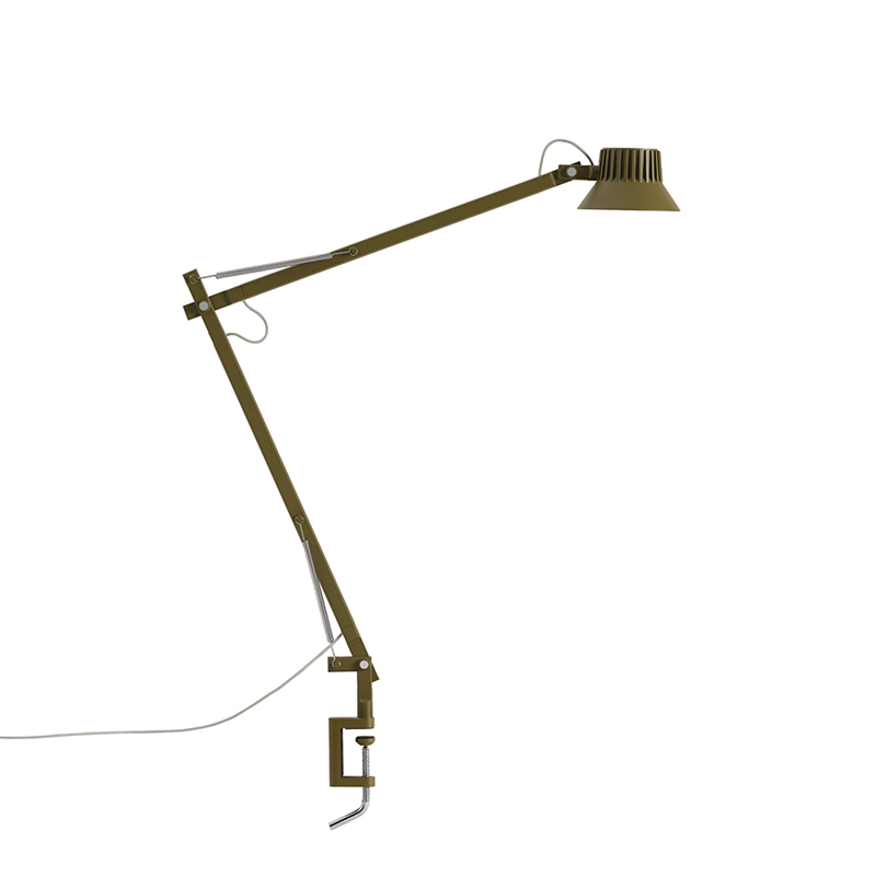 Lampe de bureau DEDICATE L2 base étau Vert marron MUUTO