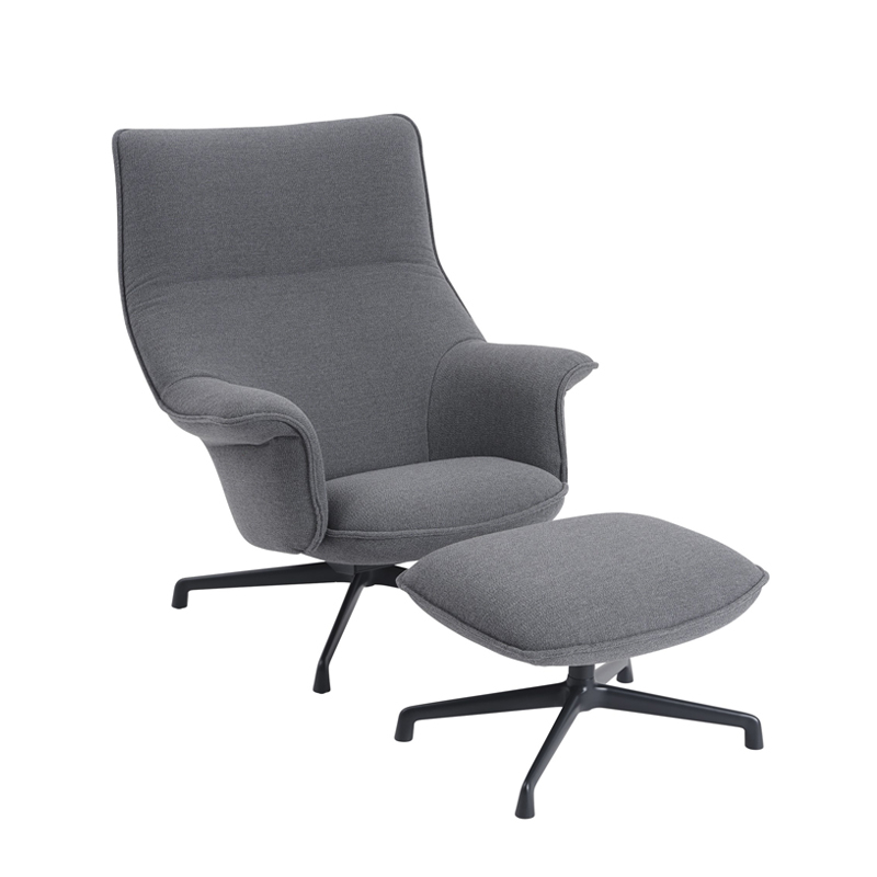 Fauteuil DOZE LOUNGE base pivotante Ocean 80/ noir MUUTO