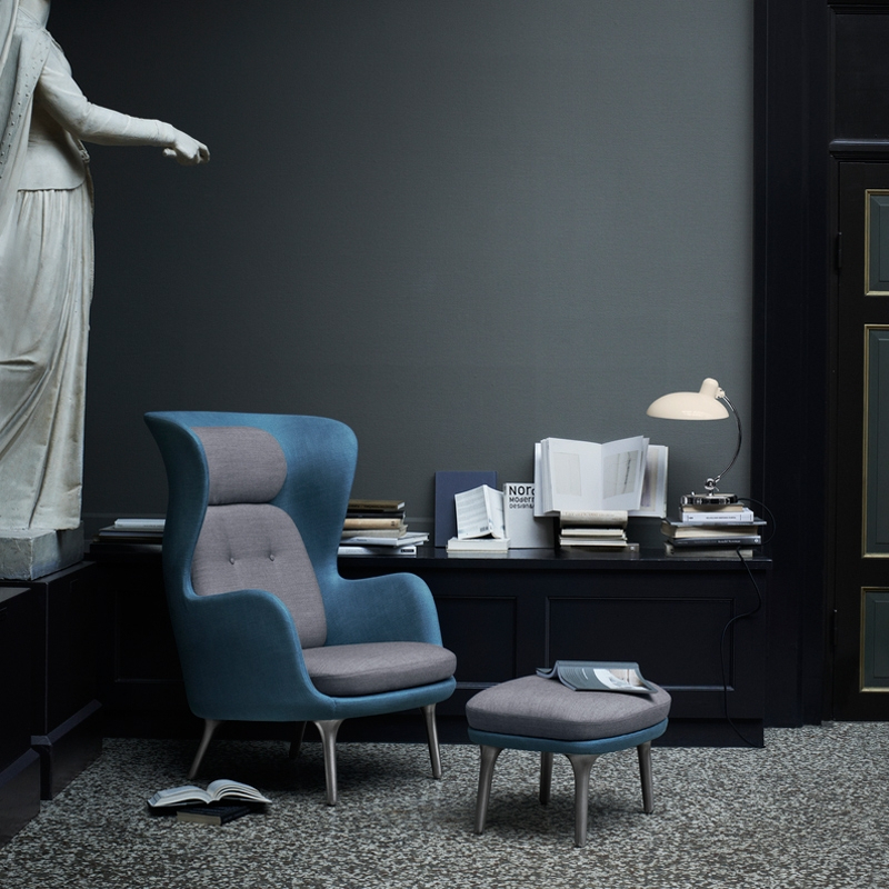 Pouf Repose-pieds RO pieds aluminium Gris clair    Hallingdal 130  Canvas 124 FRITZ HANSEN
