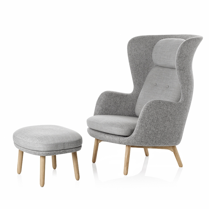 Pouf Repose-pieds RO pieds bois Gris clair    Hallingdal 130  Canvas 124 FRITZ HANSEN