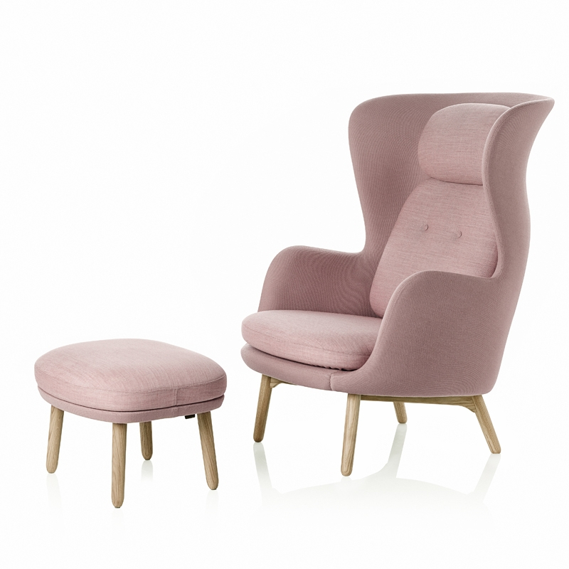 Pouf Repose-pieds RO pieds bois Rose clair    Steelcut 605  Canvas 614 FRITZ HANSEN