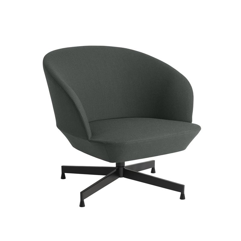 Fauteuil OSLO LOUNGE pivotant Twill Weave 990/ noir MUUTO