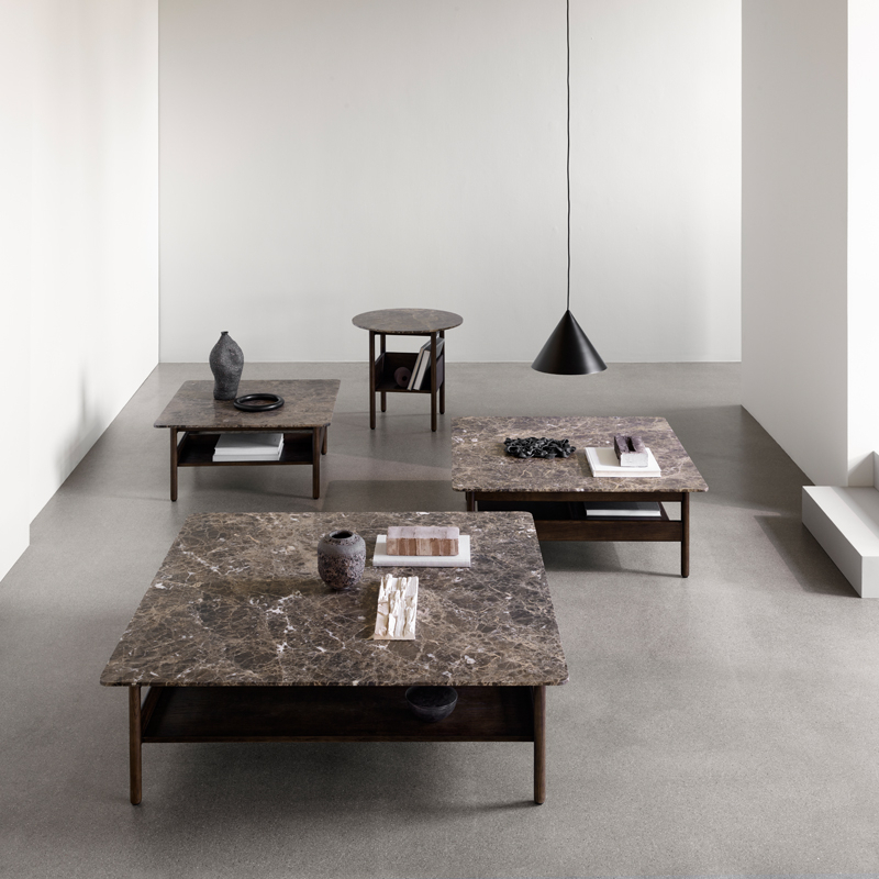 Table d'appoint guéridon COLLECT ROUND Marbre Emperador marron WENDELBO