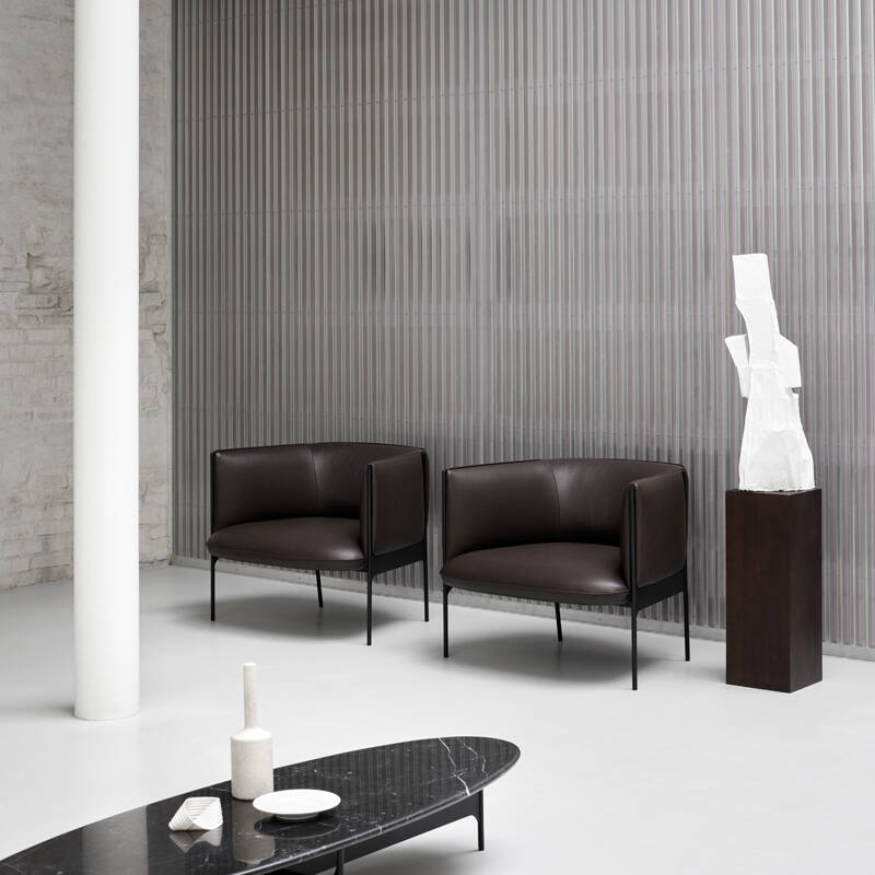 Table basse FLOEMA Ovale Marbre Marquina noir WENDELBO