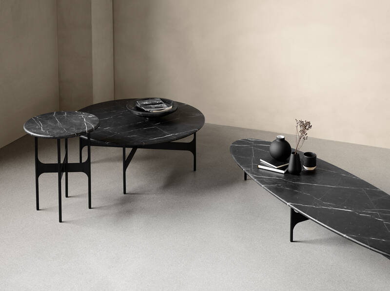 Table basse FLOEMA Ovale Marbre Marquina noir WENDELBO