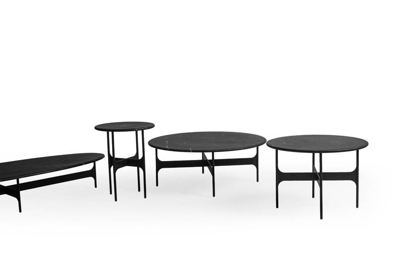 Table basse FLOEMA Ovale Marbre Marquina noir WENDELBO