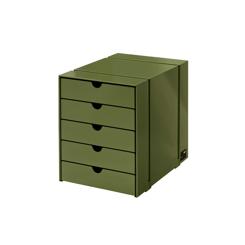Petit rangement Boite USM INOS 5 tiroirs Vert olive USM HALLER