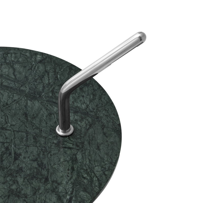 Table d'appoint guéridon HALTEN SH9 Marbre Vert Guatemala / Acier inoxydable AND TRADITION