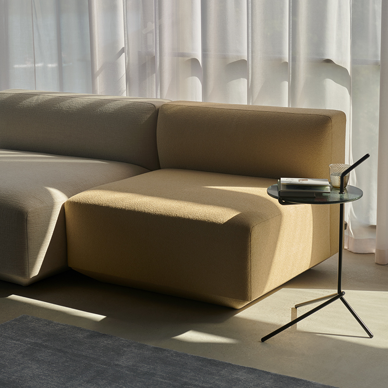 Table d'appoint guéridon HALTEN SH9 Marbre Vert Guatemala / Acier inoxydable AND TRADITION