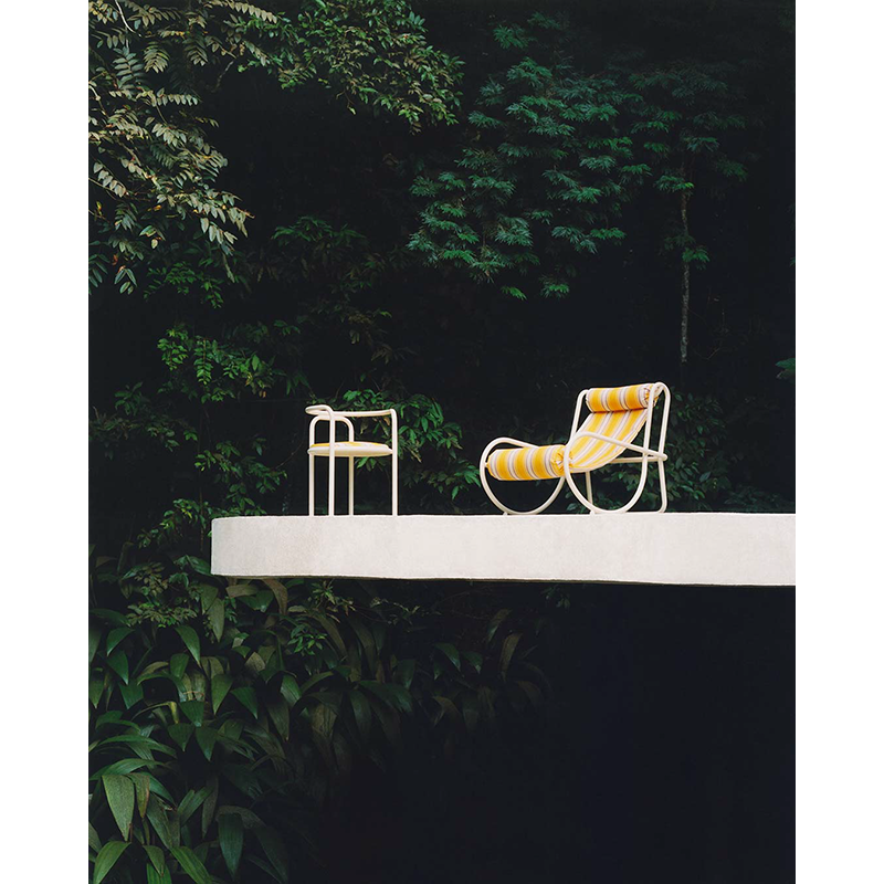 Fauteuil extérieur Fauteuil LOCUS SOLUS 1964 Rayures jaunes Como JACQUEMUS & EXTETA