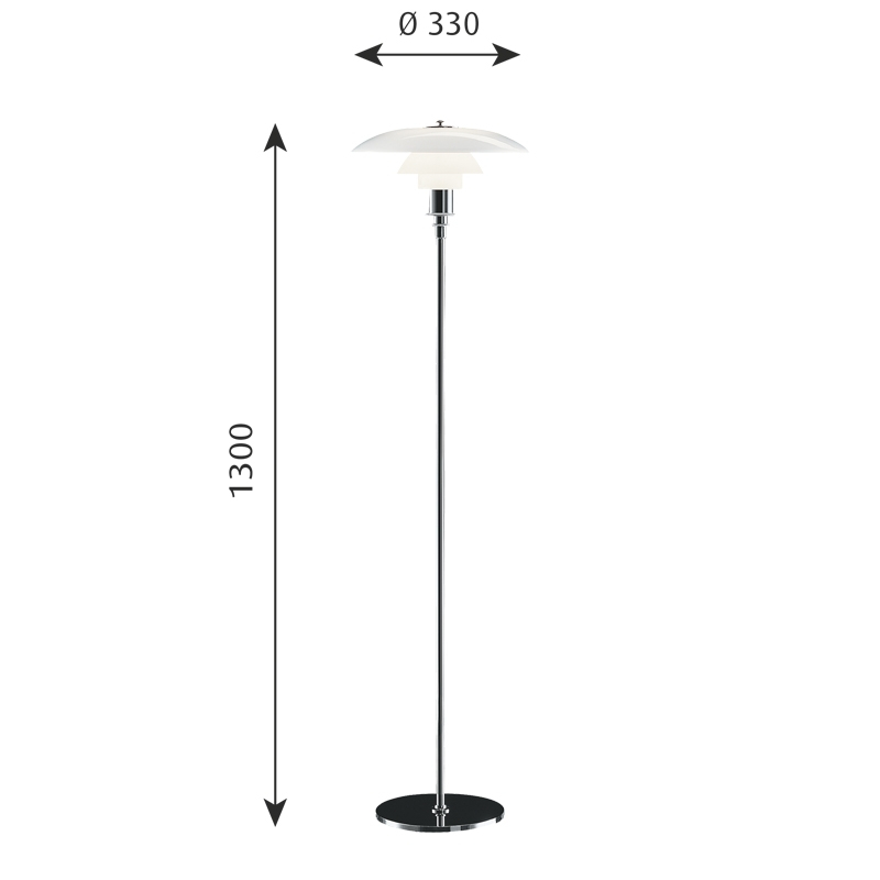 Lampadaire PH 3 ½/2 ½  Chromé haute brillance LOUIS POULSEN