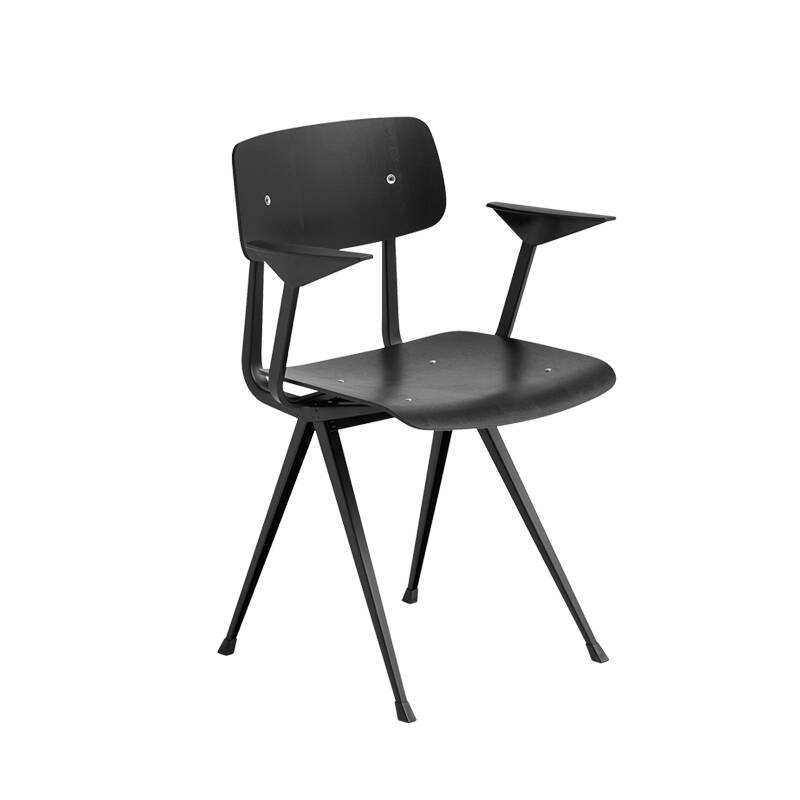 Chaise RESULT avec accoudoirs Chêne teinté noir/ noir HAY