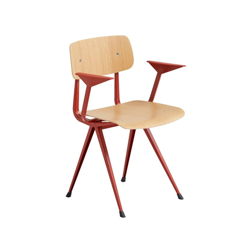 Chaise RESULT avec accoudoirs Chêne/ rouge HAY