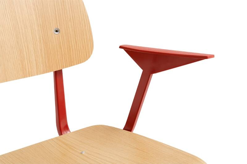 Chaise RESULT avec accoudoirs Chêne/ rouge HAY
