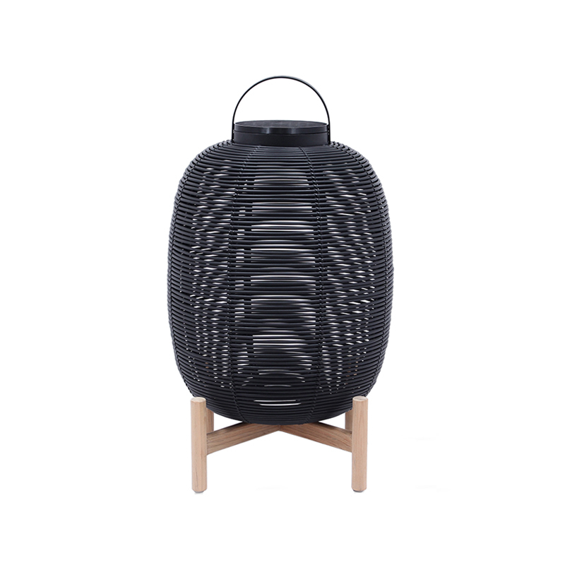 Lanterne TIKA base bois 47x69 Noir