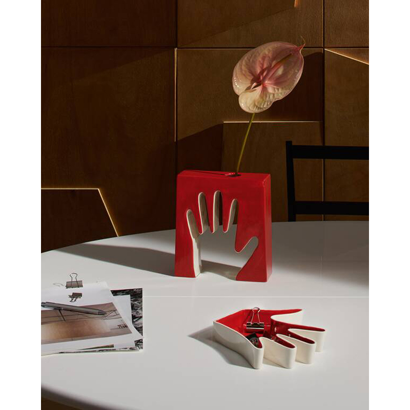 Vase Vase IMPRONTA MANO Rouge et blanc CASSINA