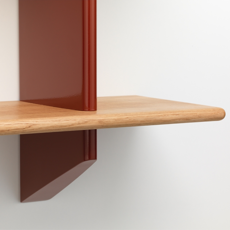 Etagère RAYONNAGE MURAL Chêne naturel/ rouge japonais VITRA