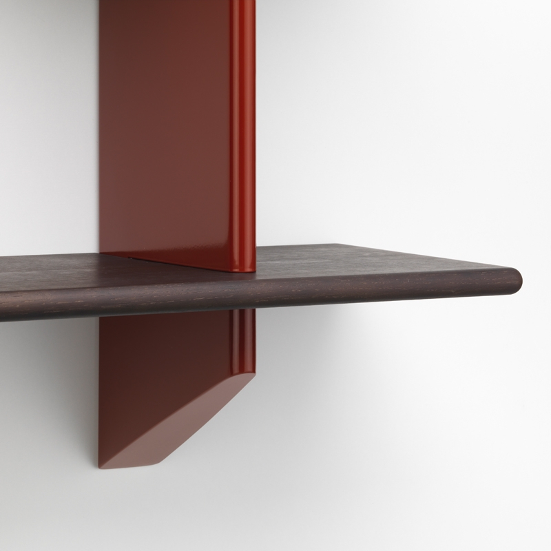 Etagère RAYONNAGE MURAL Chêne foncé/ rouge japonais VITRA