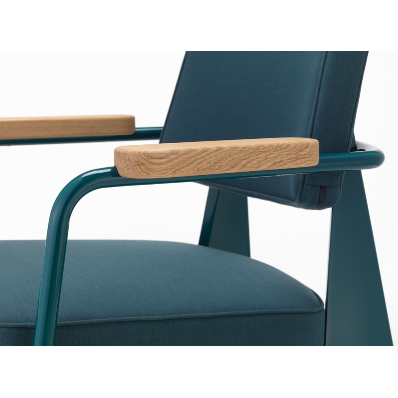Chaise FAUTEUIL DIRECTION Twill gris bleu 03/ Prouvé Bleu Dynastie VITRA