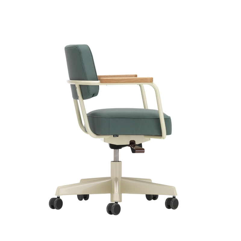 Fauteuil de bureau FAUTEUIL DIRECTION PIVOTANT Twill gris vert 17/ Prouvé Blanc Colombe VITRA