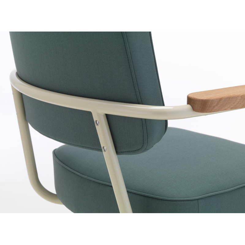 Fauteuil de bureau FAUTEUIL DIRECTION PIVOTANT Twill gris vert 17/ Prouvé Blanc Colombe VITRA